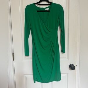 Calvin Klein Vibrant Green Long Sleeve Dress